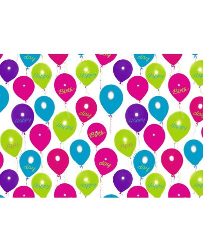 Подаръчна хартия Susy Card - Цветни парти балони, 70 x 200 cm - 1